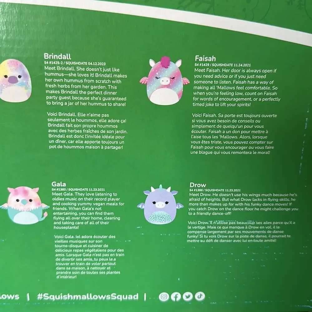 Squishmallows 4” 2023 Holiday Plush Ornament Set 8 Pack Christmas Ornaments NEW